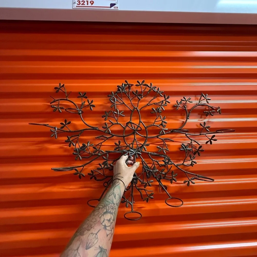 Metal Floral Wall Sculpture - Brown Decorative Wall Art